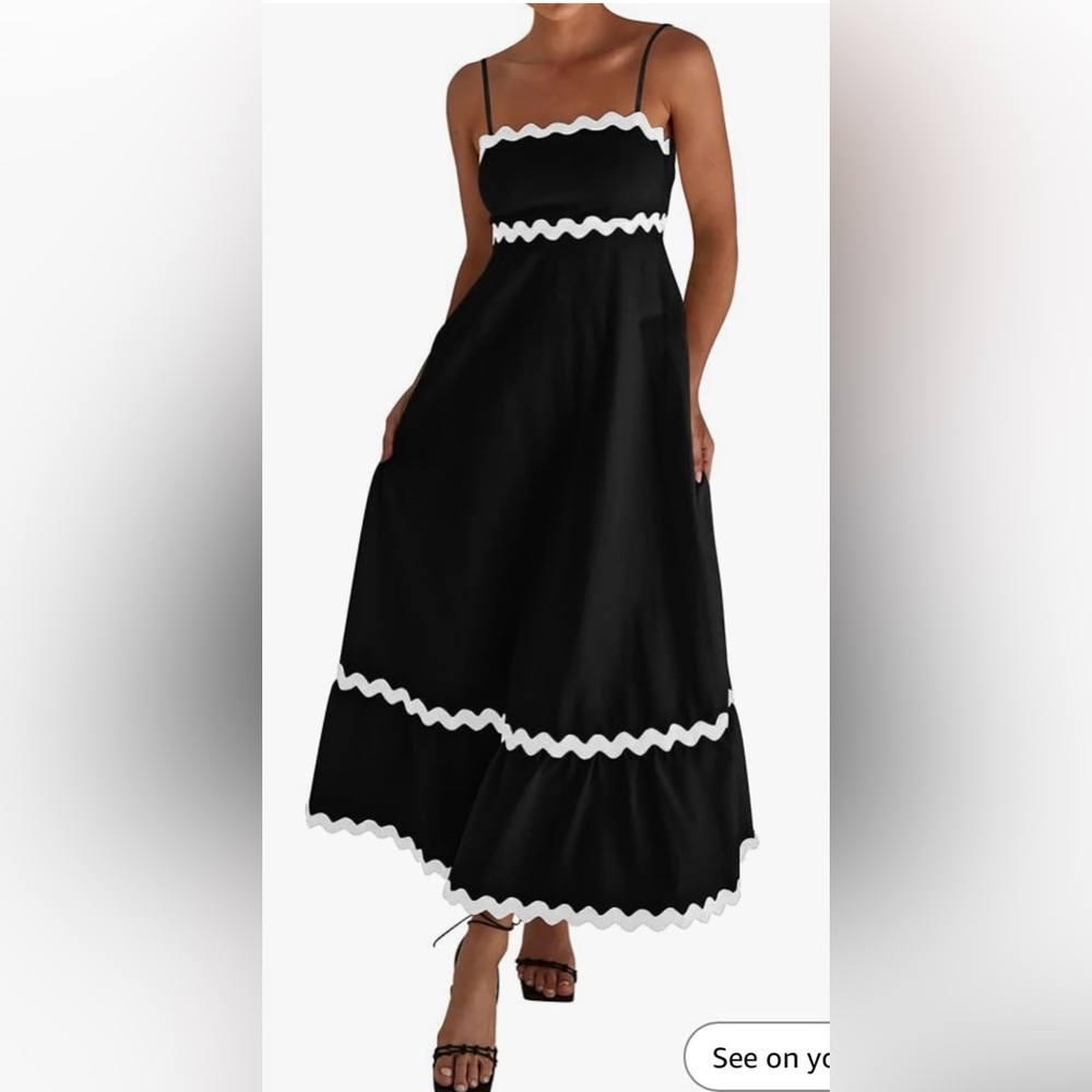 Black and White Linen Maxi Dress